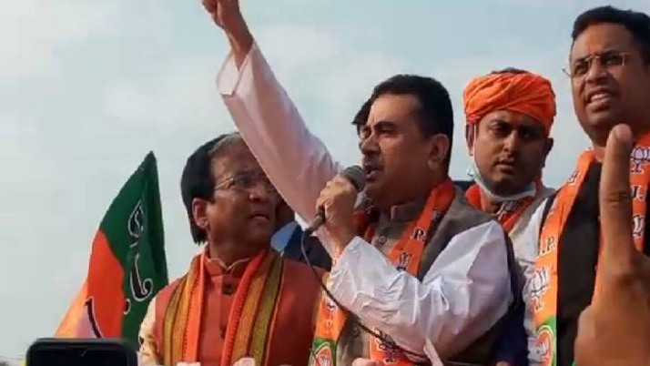 Bjp leader suvendu adhikari road show at kanthi