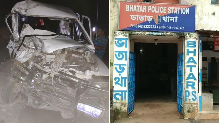 Four police person injured by a truck loaded with sand hit a police vehicle