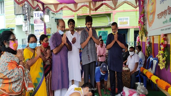 Sontoshpur trikon park's durga puja in 72 this year, Khuti Pujo happened