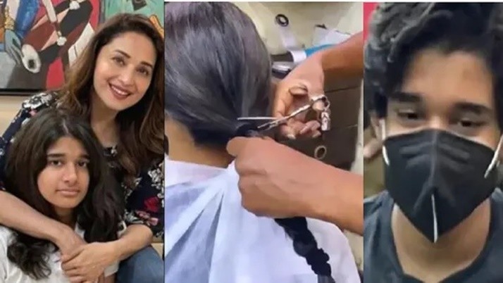 Madhuri Dixit son donated his hair for cancer patient