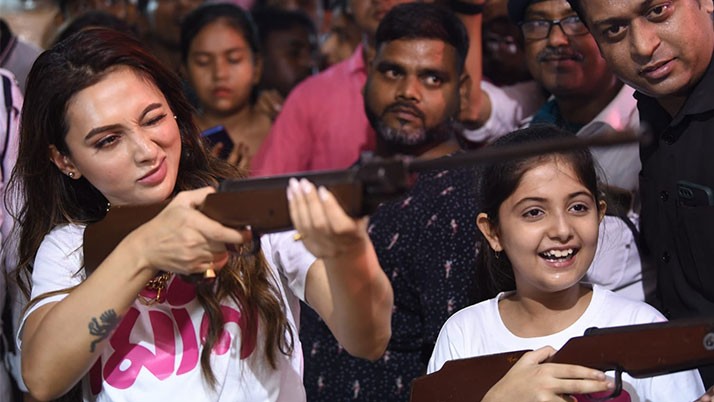 Mimi Chakraborty in the promotion of 'Mini', mass people in fair