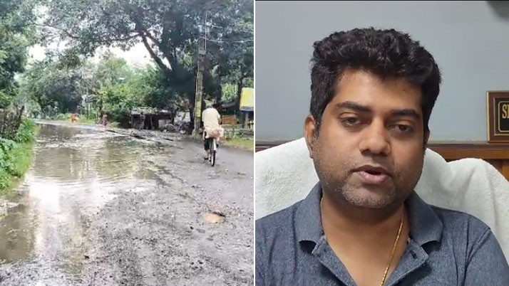 The condition of the state road is poor due to rain, the local people are fuming with anger