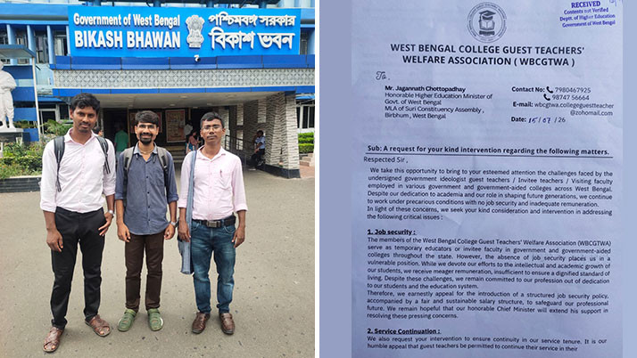 Guest teachers make a strong case at Bikash Bhavan, submitting a memorandum to the Higher Education Minister demanding job security and a fixed monthly honorarium.